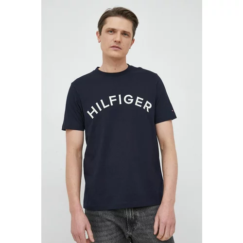 Tommy Hilfiger Bombažna kratka majica mornarsko modra barva