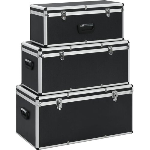 VidaXL Kutije za pohranu 3 kom crne aluminijske Slike