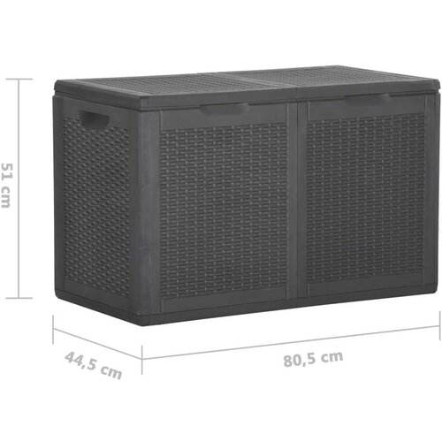 VidaXL vrtna kutija za pohranu 180 L crna PP ratan Slike