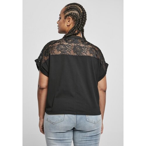 UC Ladies Women&amp;#039;s short oversized T-shirt with black lace Slike
