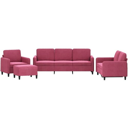 vidaXL 4-dijelni set sofa crvena boja vina baršunasti Cijene