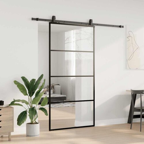  Klizna vrata s okovima crna 102,5x205 cm ESG staklo Slike