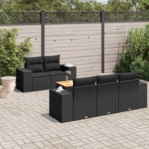  6-dijelni set vrtnih sofa s jastucima crni od poliratana Cijene
