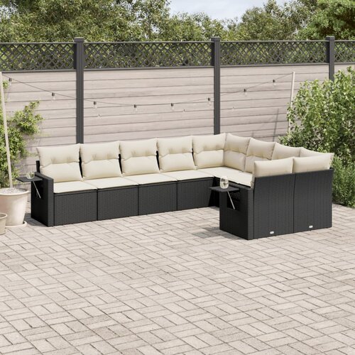  9-dijelni set vrtnih sofa s jastucima crni od poliratana Cijene
