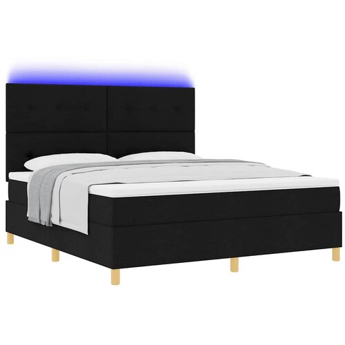  LED Box Spring Krevet s uzglavljem Crna 180 x 200 cm tkanina Slike