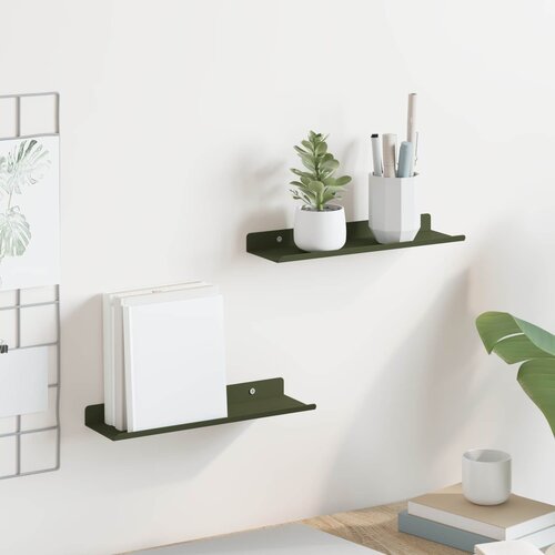  Lebdeća polica 2 pcs Maslinasto zelena 30 x 9 x 2,5 cm Čelik Cijene
