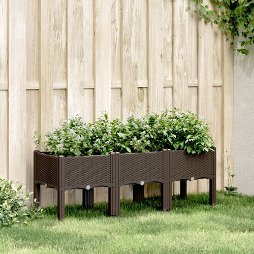 VidaXL Vrtna sadilica s nogama smeđa 120 x 40 x 42 cm PP Slike