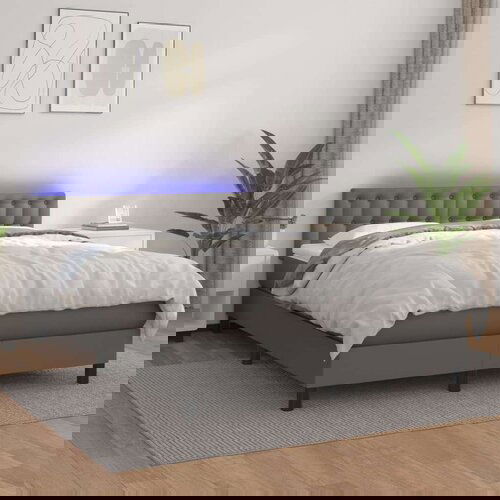  Box spring s madracem LED sivi 140x200cm od umjetne kože Slike