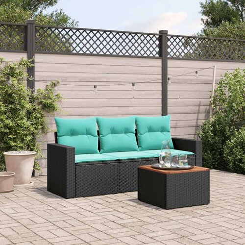 vidaXL Vrtna garnitura - 4-dijelni set vrtnih sofa od poliratana s jastucima crni - Crna 1 Cene
