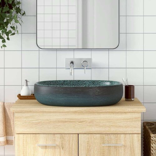 Nadgradni Nadpultni umivalnik turkizen ovalen 59x40x14 cm keram Slike