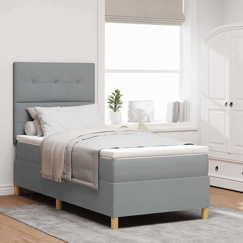  LED Box Spring Postelja Svetlo siva 90 x 200 cm blago, (5000142050) Cene
