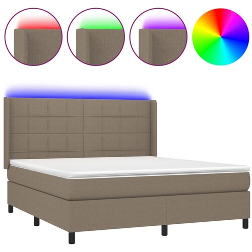  box spring s madracem LED smeđesivi 180x200 cm tkanina Slike