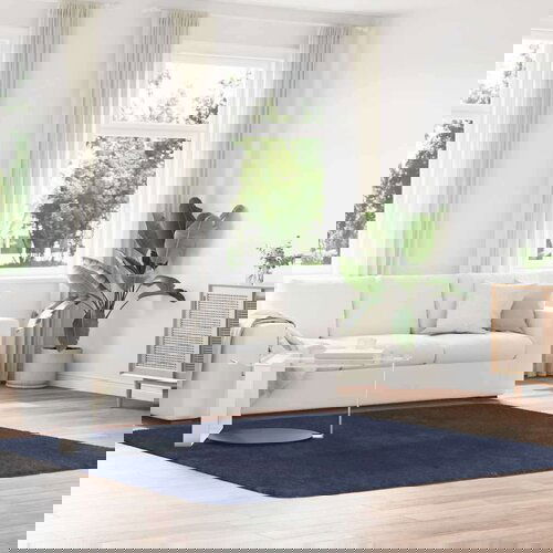  Čupavi tepih s visokim vlaknima tamnoplavi 240x240 cm poliester Cijene