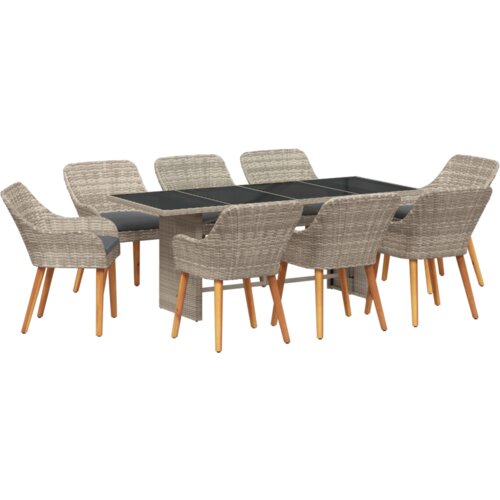  Blagovaonski set 9 pcs Svjetlosiva 190 x 80 x 74 cm Slike