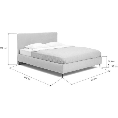 Bonami Selection Siva oblazinjena zakonska postelja z letvenim dnom 160x200 cm Noira Slim &amp;ndash; Slike