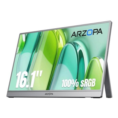 Arzopa Prenosni monitor 16.1'' (41 cm) FullHD, IPS, 60Hz, mHDMI, USB-C, zvočniki, Z1C, siv Cene
