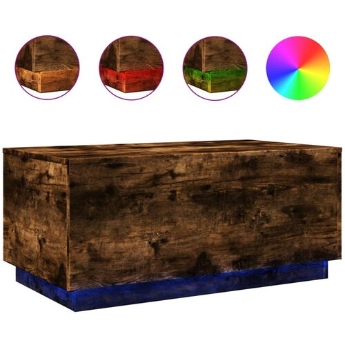 Maison Chic Klubska mizica - kavna mizica - Nizka mizica z LED lučkami dimljeni hrast 90x50x40 cm, (21752287) Cene