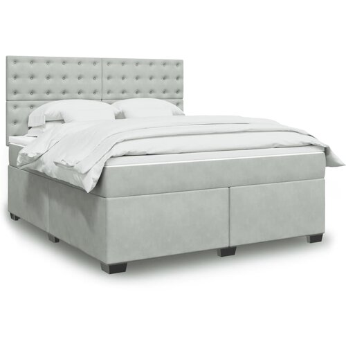 vidaXL Box spring postelja z vzmetnico svetlo siva 180x200 cm žamet Cene