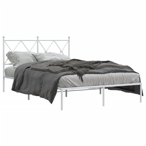 Maison Chic Kovinski Posteljni okvir - Dvoposteljna postelja - Zakonska postelja z vzglavjem bel 120x200 cm, (21692876) Cene