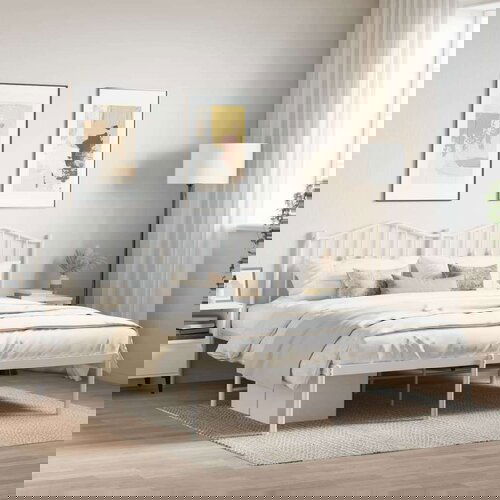 Metalni okvir za krevet s uzglavljem bijeli 183x213 cm Slike