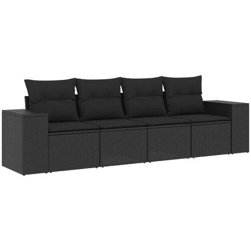 Maison Chic Seti vrtnega pohištva - Vrtna garnitura - Vrtni pohištvo set 4-delna z blazinami črna poli ratan, (21811520) Cene