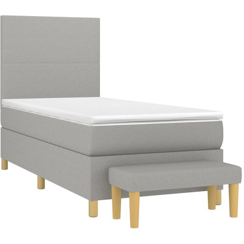  Krevet s oprugama i madracem svjetlosivi 100x200 cm od tkanine Slike