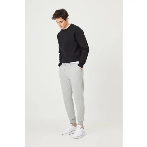 AC&Co / Altınyıldız Classics Men's Gray Melange Standard Fit Regular Fit Cotton Pocket Casual Jogger Sweatpants