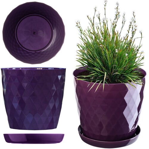 KADAX Plastični cvetlični lonec s stojalom, pokrov za cvetlični lonec, 12 cm, vijoličen, (5000346425) Slike