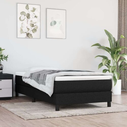 Box spring postelja z vzmetnico črna 80x200 cm blago, (20724719) Slike