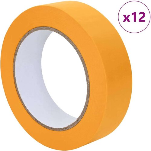 VidaXL Trake za maskiranje slikara 12 pcs Žuta 25mm x 50m Papir Slike