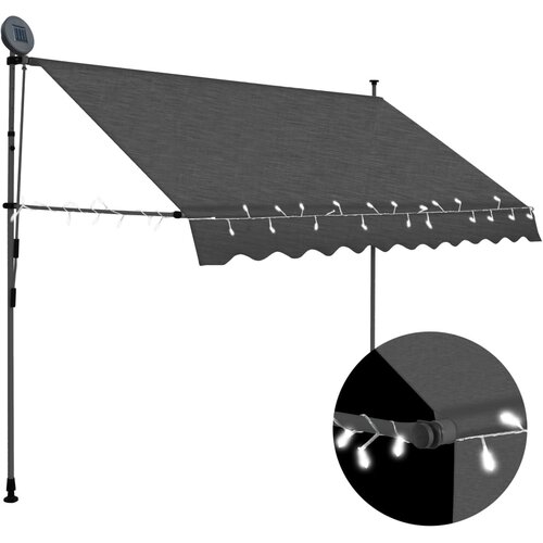 vidaXL tenda na ručno uvlačenje s LED svjetlima 250 cm antracit Cijene