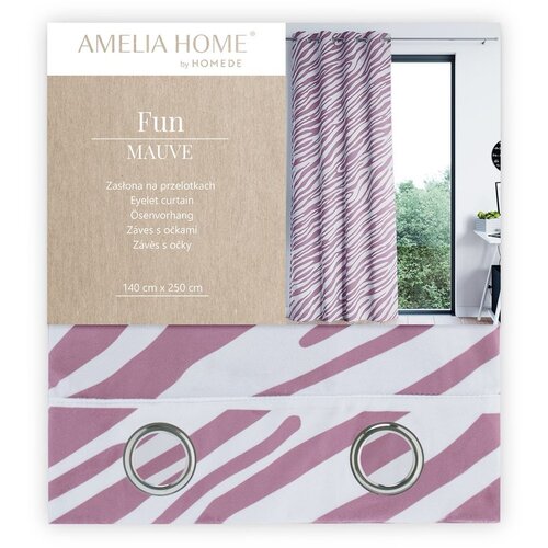  Curtain FUN color pink printed theme animal style tropical silver silver metal eyelets velvet 140x250 AmeliaHome Slike