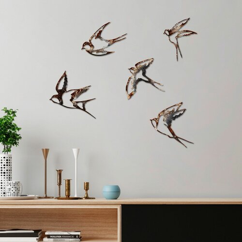 Birds-2 multicolor decorative metal wall accessory Slike