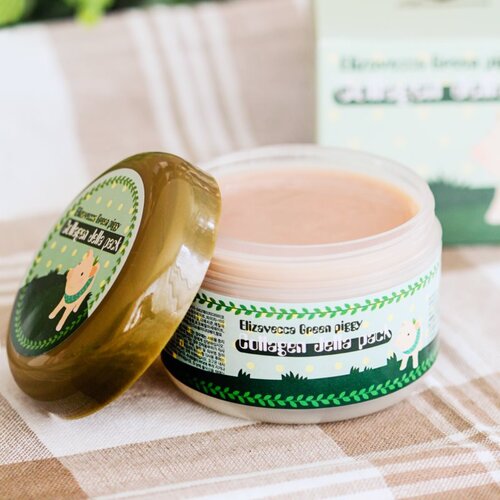Elizavecca Green Piggy Collagen Jella Pack učvrstitvena kolagenska maska za intenzivno obnovitev in učvrstitev kože 100 ml Slike