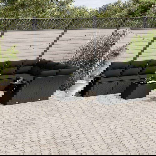  10-dijelni set vrtnih sofa s jastucima crni od poliratana Slike