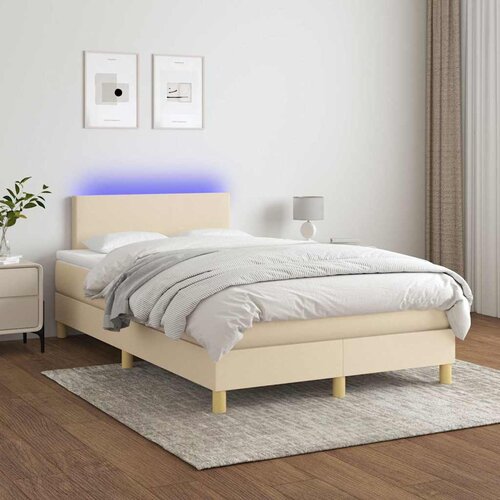  box spring s madracem LED krem 120 x 200 cm od tkanine Slike