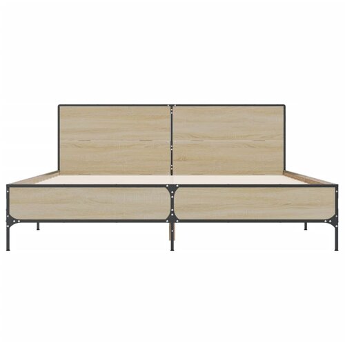  Okvir za krevet boja hrasta 120x190cm konstruirano drvo i metal Slike