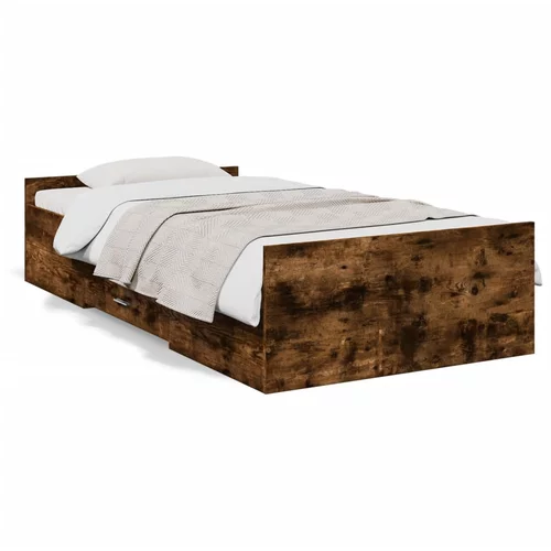  Okvir kreveta s ladicama boja dimljenog hrasta 75x190 cm drveni
