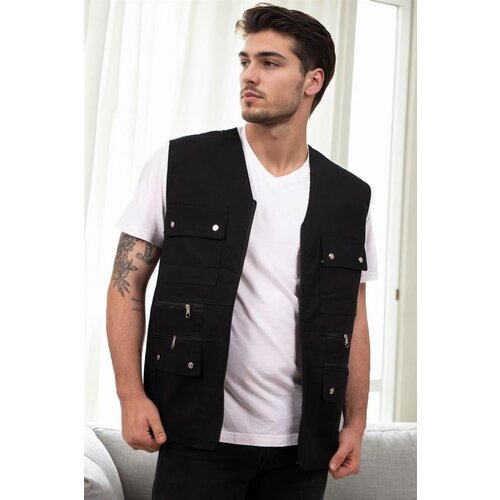 Dewberry 94105 Multi-Pocket Mens Vest-BLACK Slike