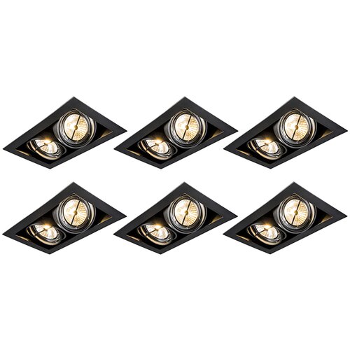 QAZQA Set 6 vgradnih reflektorjev črn AR111 nastavljiv 2-light - Oneon Cene
