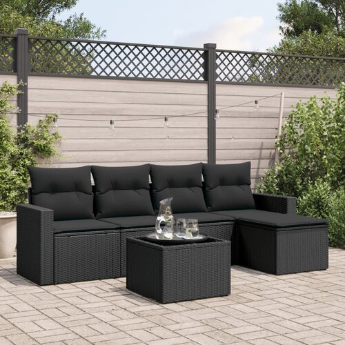  6-dijelni set vrtnih sofa s jastucima crni od poliratana Cijene