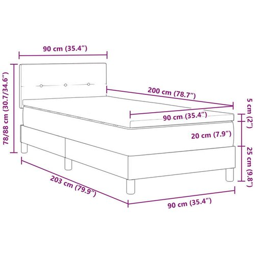  Krevet sa uzglavljem i madracem &amp;amp;amp LED Tamnoplava 90x200 cm Bar&amp;scaron;un Slike