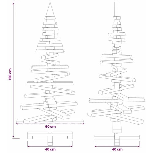  Drveno božićno drvce KOTKA 120 cm Masivna borovina - 120 cm Tamno smeđa zavr&amp;scaron;na obrada Slike