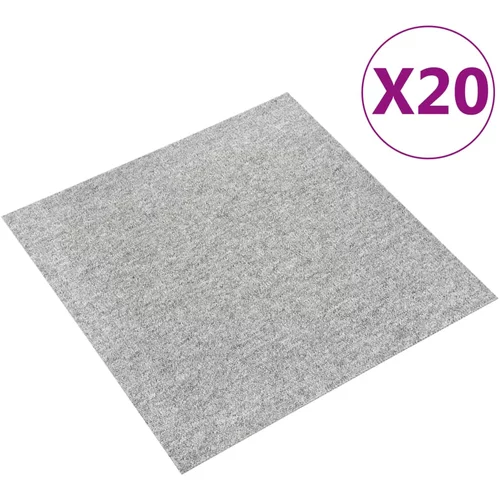 vidaXL Podne pločice s tepihom 20 kom 5 m² 50 x 50 cm svjetlosive