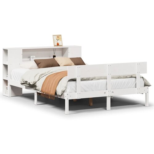 vidaXL Knjižna postelja brez ležišča bela 140x190 cm trdna borovina, (21609127) Cene