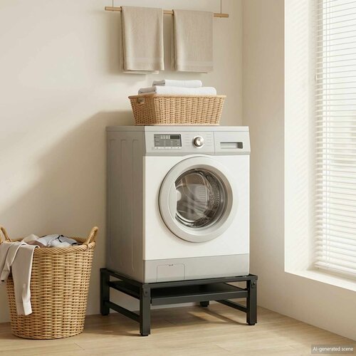  Pedestal za perilicu rublja Crna 62 x 60,5 x 32,5 cm Čelik Slike