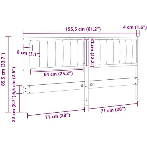  Tapecirani uzglavlje Smeđa 150 cm Masivni bor i tkanina Slike