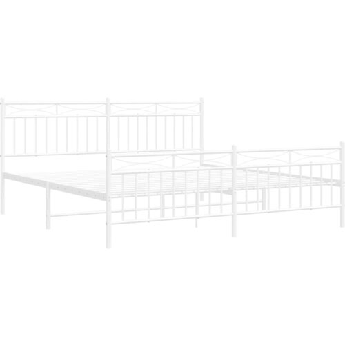  Metalni okvir kreveta uzglavlje i podnožje bijeli 183x213 cm Slike
