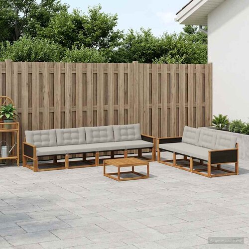  Set vanjskih sofa s jastukom 8 pcs Prirodna i svjetlosiva Cene