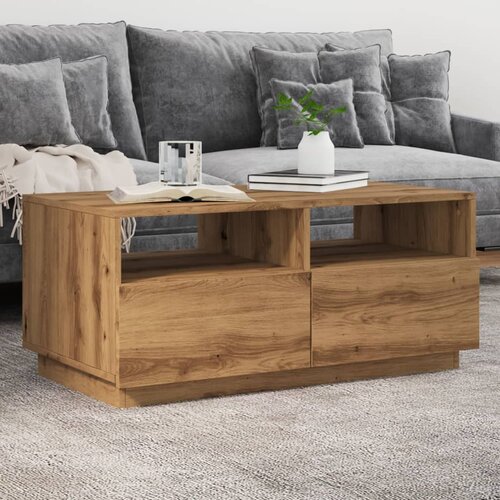 vidaXL Stolić za kavu s LED svjetlima boja hrasta artisan 90x49x40 cm Cene